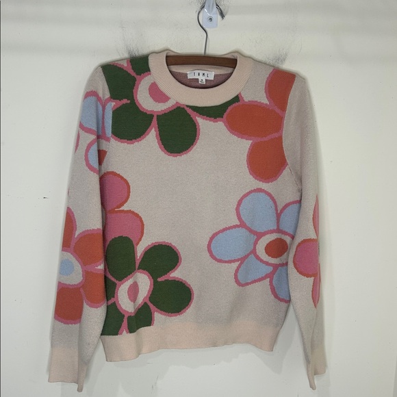 THML Cream Floral Knit Sweater Size Medium - Picture 3 of 13